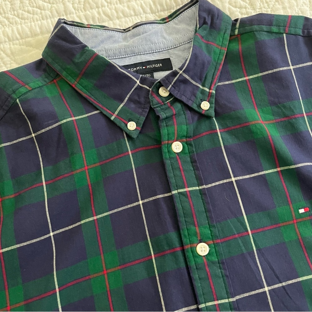 TOMMY HILFIGER Long Sleeve Tartan Shirt. XL